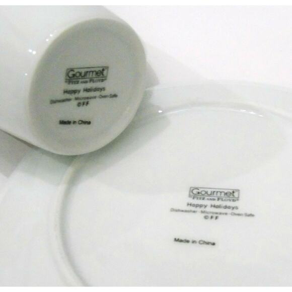 Fitz & Floyd Gourmet SNACK PLATE + MUG COFFEE CUP Christmas Holiday Presents NEW - Picture 4 of 5